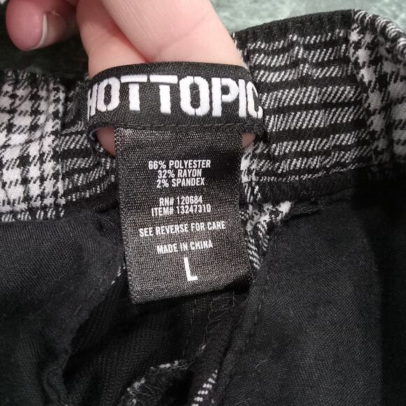 Hot Topic Women Pants Large Black White Plaid Gothic Steampunk Y2K Stretch Goth - Picture 6 of 11